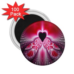 Illuminated Red Hear Red Heart Background With Light Effects 2 25  Magnets (100 Pack)  by Simbadda