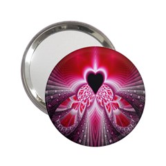 Illuminated Red Hear Red Heart Background With Light Effects 2 25  Handbag Mirrors by Simbadda