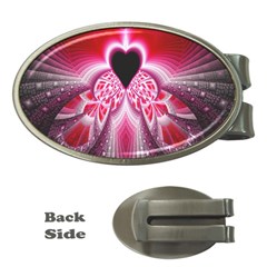 Illuminated Red Hear Red Heart Background With Light Effects Money Clips (oval)  by Simbadda