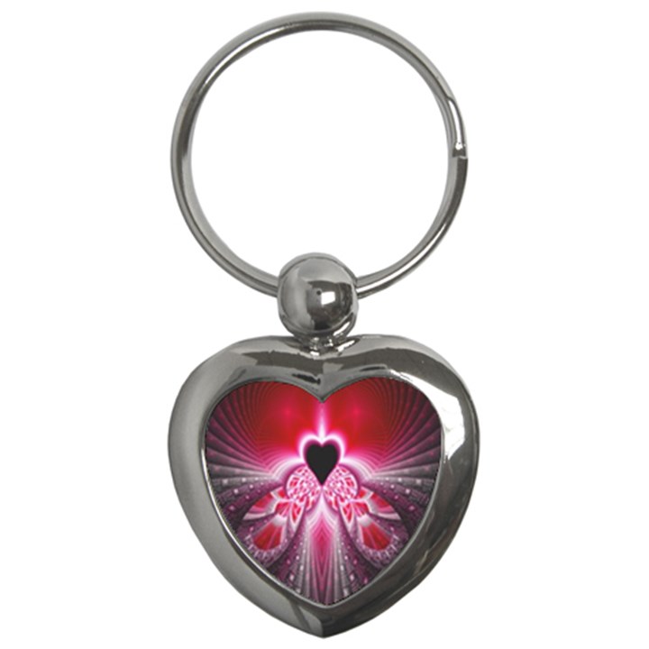 Illuminated Red Hear Red Heart Background With Light Effects Key Chains (Heart) 