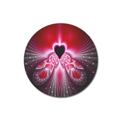 Illuminated Red Hear Red Heart Background With Light Effects Magnet 3  (round) by Simbadda