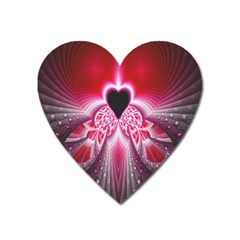 Illuminated Red Hear Red Heart Background With Light Effects Heart Magnet by Simbadda