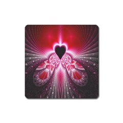 Illuminated Red Hear Red Heart Background With Light Effects Square Magnet by Simbadda