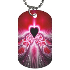 Illuminated Red Hear Red Heart Background With Light Effects Dog Tag (one Side) by Simbadda