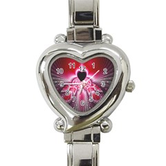 Illuminated Red Hear Red Heart Background With Light Effects Heart Italian Charm Watch by Simbadda