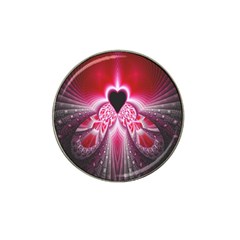 Illuminated Red Hear Red Heart Background With Light Effects Hat Clip Ball Marker by Simbadda