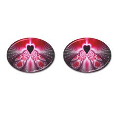 Illuminated Red Hear Red Heart Background With Light Effects Cufflinks (oval) by Simbadda