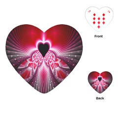 Illuminated Red Hear Red Heart Background With Light Effects Playing Cards (heart)  by Simbadda