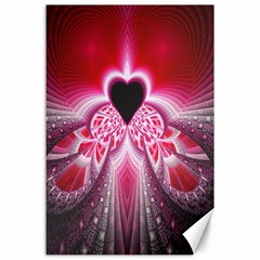 Illuminated Red Hear Red Heart Background With Light Effects Canvas 24  X 36  by Simbadda