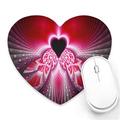 Illuminated Red Hear Red Heart Background With Light Effects Heart Mousepads by Simbadda