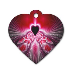 Illuminated Red Hear Red Heart Background With Light Effects Dog Tag Heart (one Side) by Simbadda