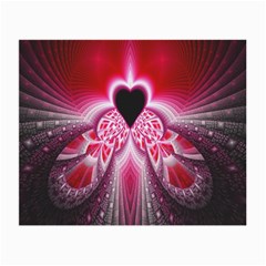 Illuminated Red Hear Red Heart Background With Light Effects Small Glasses Cloth (2-side) by Simbadda