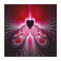 Illuminated Red Hear Red Heart Background With Light Effects Medium Glasses Cloth (2-side) by Simbadda