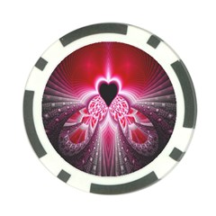 Illuminated Red Hear Red Heart Background With Light Effects Poker Chip Card Guard by Simbadda