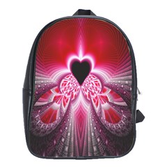 Illuminated Red Hear Red Heart Background With Light Effects School Bags(large)  by Simbadda