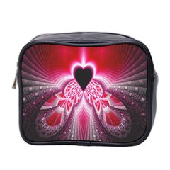 Illuminated Red Hear Red Heart Background With Light Effects Mini Toiletries Bag 2-side by Simbadda