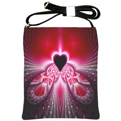 Illuminated Red Hear Red Heart Background With Light Effects Shoulder Sling Bags by Simbadda