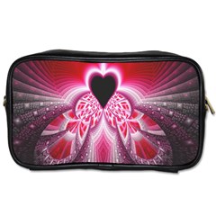 Illuminated Red Hear Red Heart Background With Light Effects Toiletries Bags 2-side by Simbadda