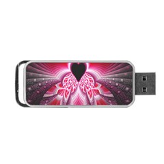 Illuminated Red Hear Red Heart Background With Light Effects Portable Usb Flash (one Side) by Simbadda