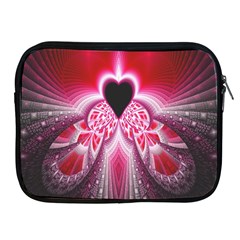 Illuminated Red Hear Red Heart Background With Light Effects Apple Ipad 2/3/4 Zipper Cases by Simbadda