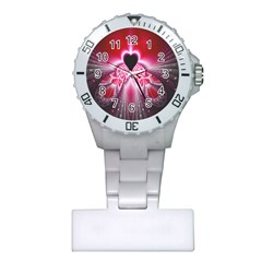 Illuminated Red Hear Red Heart Background With Light Effects Plastic Nurses Watch by Simbadda