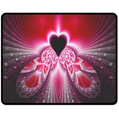 Illuminated Red Hear Red Heart Background With Light Effects Double Sided Fleece Blanket (medium)  by Simbadda