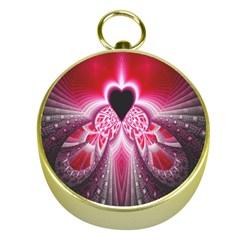 Illuminated Red Hear Red Heart Background With Light Effects Gold Compasses by Simbadda