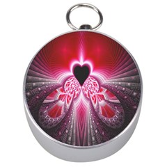 Illuminated Red Hear Red Heart Background With Light Effects Silver Compasses by Simbadda