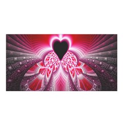 Illuminated Red Hear Red Heart Background With Light Effects Satin Shawl by Simbadda