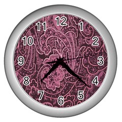 Abstract Purple Background Natural Motive Wall Clocks (silver)  by Simbadda