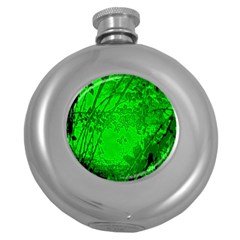 Leaf Outline Abstract Round Hip Flask (5 Oz) by Simbadda