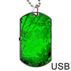 Leaf Outline Abstract Dog Tag Usb Flash (two Sides) by Simbadda