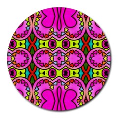 Colourful Abstract Background Design Pattern Round Mousepads by Simbadda