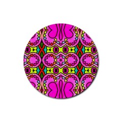 Colourful Abstract Background Design Pattern Rubber Round Coaster (4 Pack)  by Simbadda