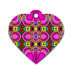 Colourful Abstract Background Design Pattern Dog Tag Heart (one Side) by Simbadda