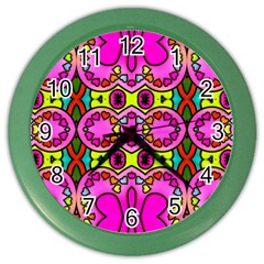 Colourful Abstract Background Design Pattern Color Wall Clocks by Simbadda