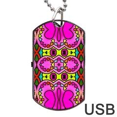 Colourful Abstract Background Design Pattern Dog Tag Usb Flash (one Side) by Simbadda