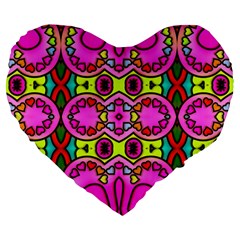 Colourful Abstract Background Design Pattern Large 19  Premium Heart Shape Cushions by Simbadda