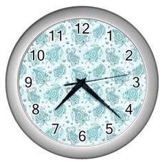 Decorative Floral Paisley Pattern Wall Clocks (silver)  by TastefulDesigns