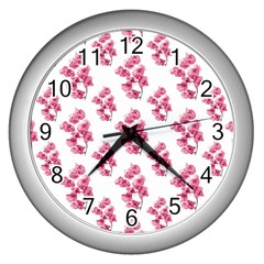 Santa Rita Flowers Pattern Wall Clocks (silver)  by dflcprints