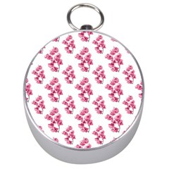 Santa Rita Flowers Pattern Silver Compasses by dflcprints