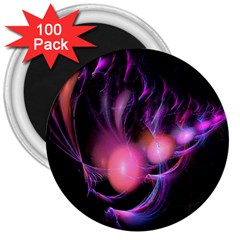 Fractal Image Of Pink Balls Whooshing Into The Distance 3  Magnets (100 Pack) by Simbadda