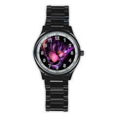 Fractal Image Of Pink Balls Whooshing Into The Distance Stainless Steel Round Watch by Simbadda