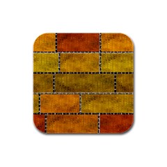 Classic Color Bricks Gradient Wall Rubber Square Coaster (4 Pack)  by Simbadda