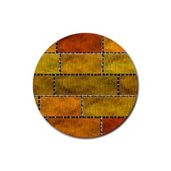 Classic Color Bricks Gradient Wall Rubber Coaster (round)  by Simbadda