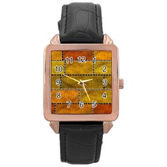 Classic Color Bricks Gradient Wall Rose Gold Leather Watch  by Simbadda