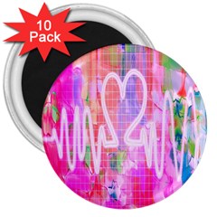 Watercolour Heartbeat Monitor 3  Magnets (10 Pack)  by Simbadda