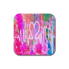 Watercolour Heartbeat Monitor Rubber Coaster (square)  by Simbadda