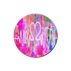 Watercolour Heartbeat Monitor Rubber Coaster (round)  by Simbadda