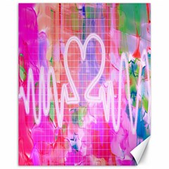 Watercolour Heartbeat Monitor Canvas 11  X 14   by Simbadda